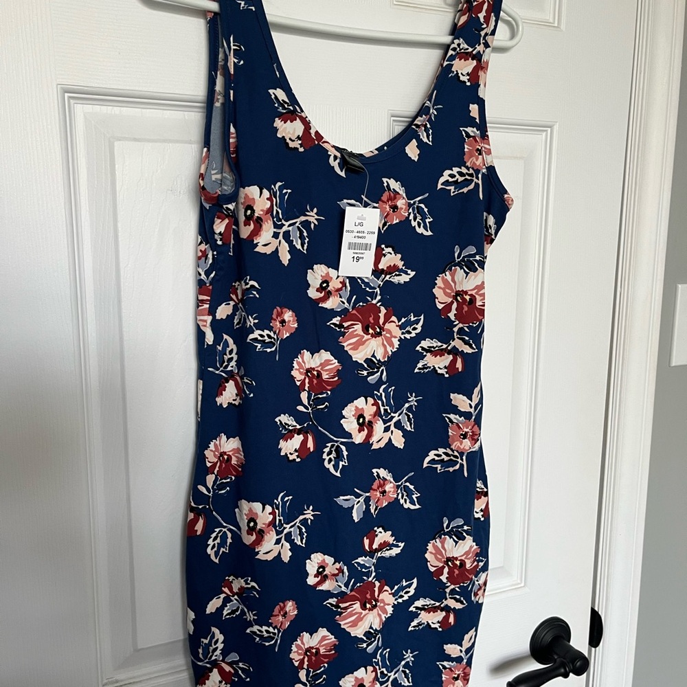 Society Blue and Rusty Floral Mini Dress